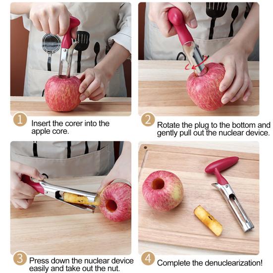 2 in 1 Apples Corer And Peeler, Stainless Steel Fruit Core Remover, Retractable Apples Slicer Tool for Pear, Kitchen Gadget