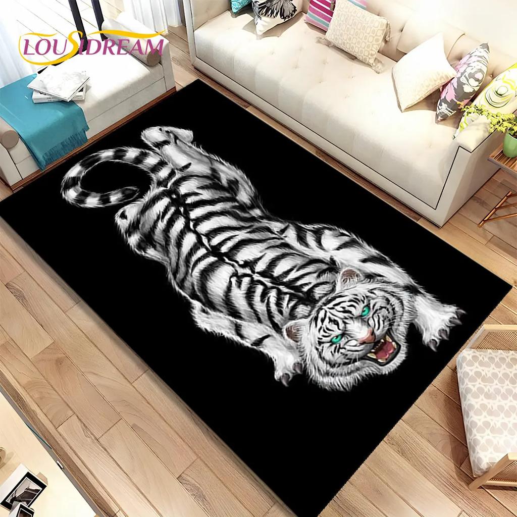 Beast Animal Tiger,Sabretooth Cartoon Area Rug,Carpet for Home Living Room Bedroom Sofa Doormat Kitchen Decor,Non-slip Floor Mat