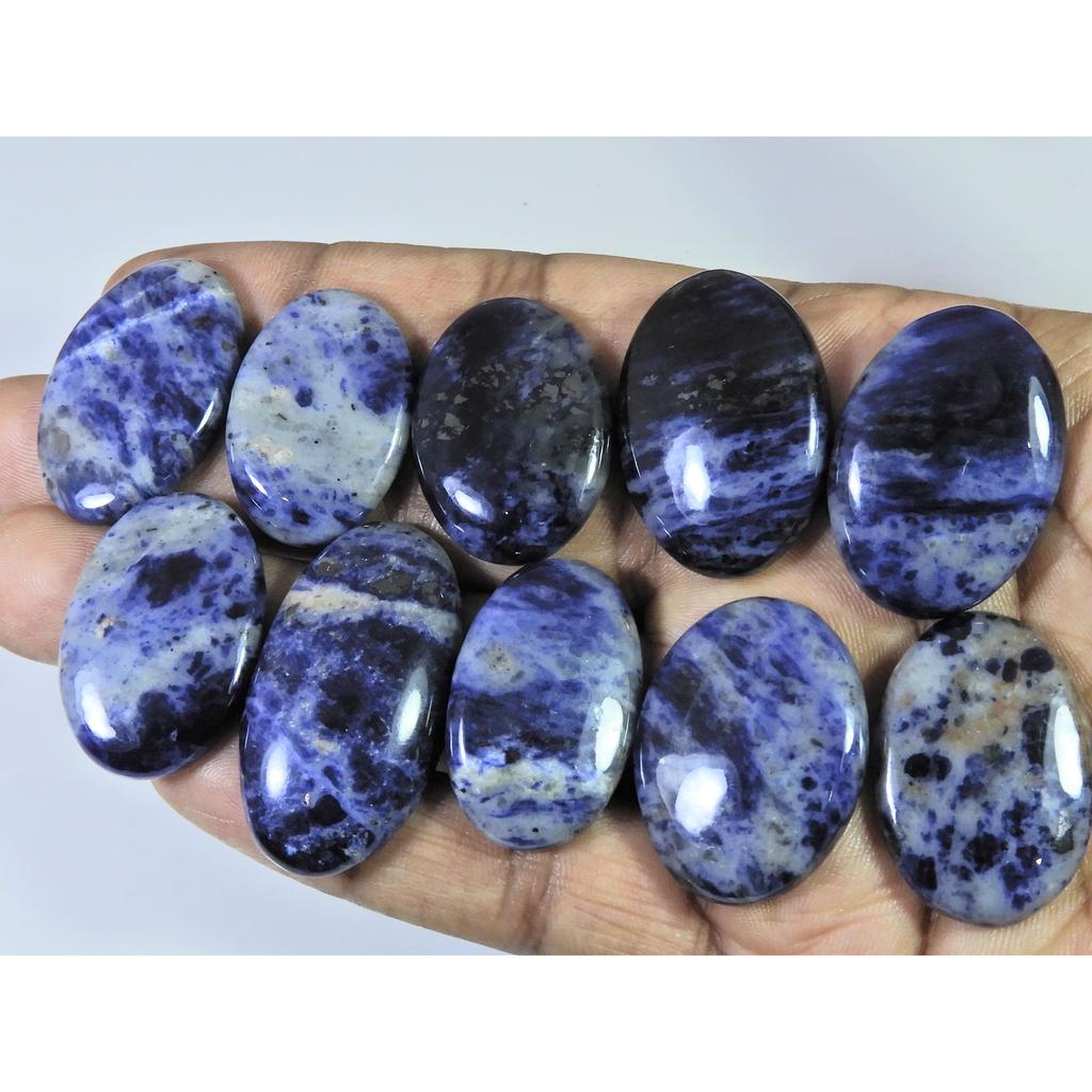 336Cts. Natural Blue Sodalite Oval Cabochon Loose Gemstone 10Pcs Lot 29-38MM C-1500