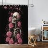 1Pc Halloween Skeleton Flower Print Waterproof Shower Curtain Privacy Hanging Curtain 12 Hook Multiple Sizes Machine Washable