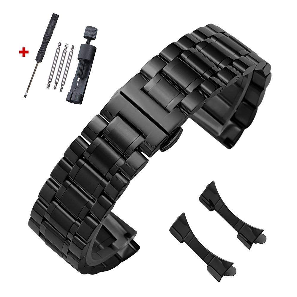 Luxury Arc Flat End Solid Stainless Steel Watch Bracelet for Tissot Butterfly Clasp Strap 12/14/16/18/19/20/21/22/24mm Watchband