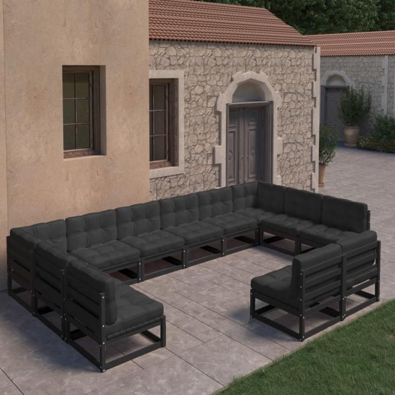 Day and Night - Day and Night 12-piece Garden Furniture Set with Black Pine Wood Cushions