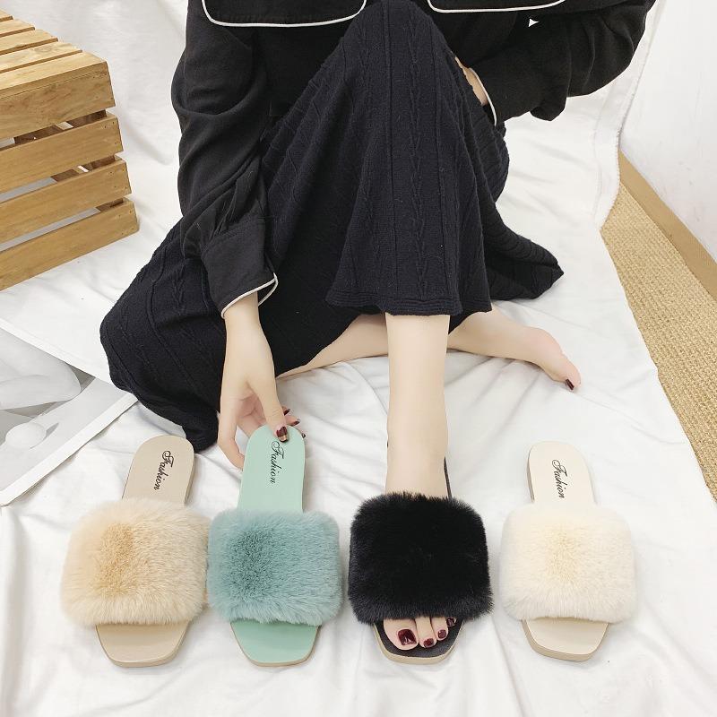 2025 Fall/Winter New Fashionable Furry Slippers for Women - Outdoor Wear & Indoor Home Slippers for Ladies - Winter