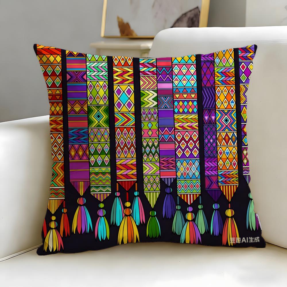 Creative Print Cushion Cover Soft  EasyWash Pillow Case  Versatile for Couch Bed Travel and Office
