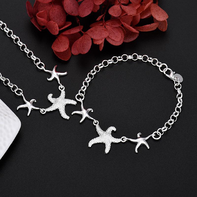 

Комплект ювелирных изделий из серебра с браслетом и ожерельем в виде морской звезды