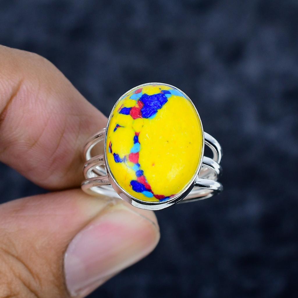 Mosaic Jasper Gemstone Handmade 925 Sterling Silver Jewelry Ring Size 9 MM-3417