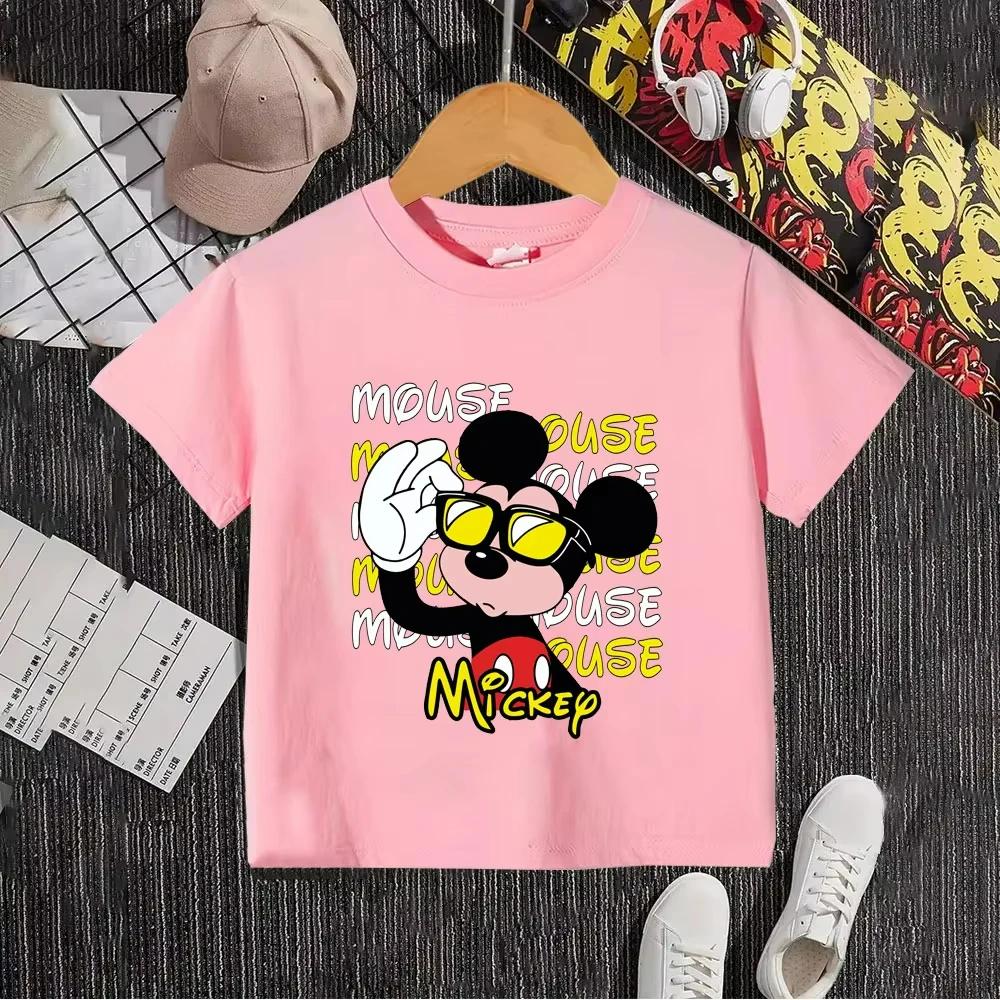 Mickey Summer 2026 New Fashion Boys and Girls Children's T-Shirt Cartoon Anime Children's Clothing Top
