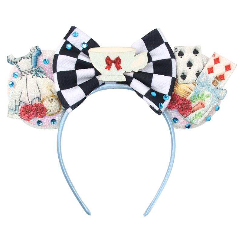Halloween Mouse Ears Headband Sequins Bow Hairband For Women Featival Party DIY Hair Accessories Boutique