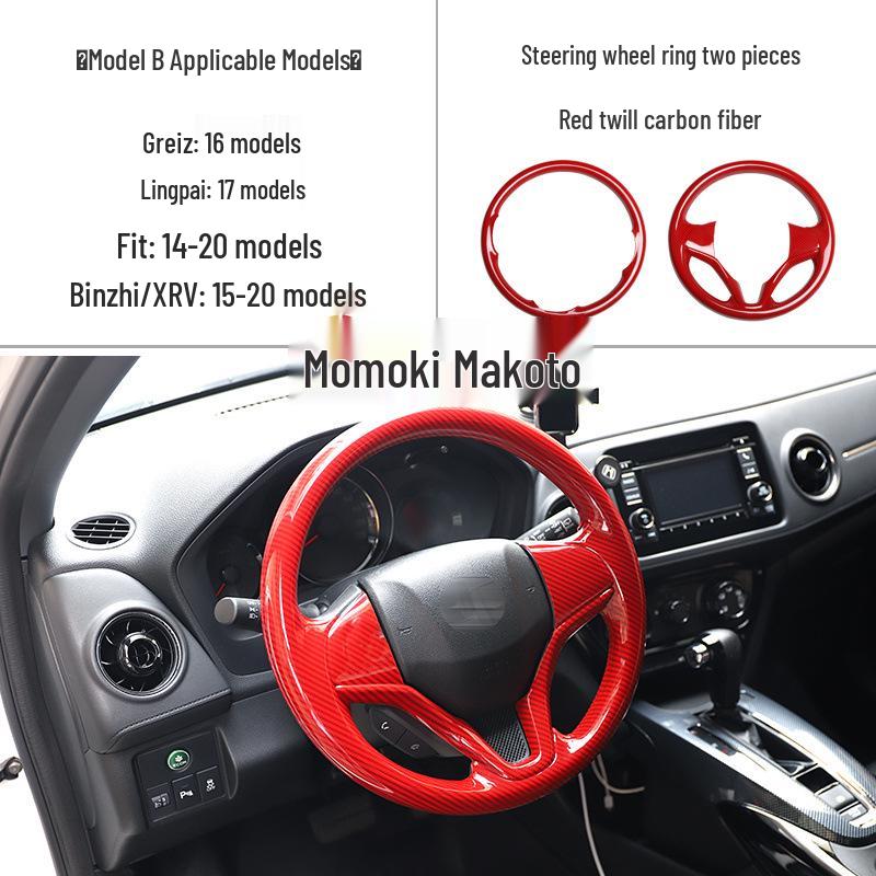 Carbon Fiber Steering Wheel Cover for New Fit, Vezel, XRV, Greiz, Crider - Protection & Modification Sticker.