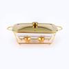Alcohol Pot Restaurant Glass Food Heating Container Large Capacity Buffet Stove Gold/Silver Rectangular Glass Pot