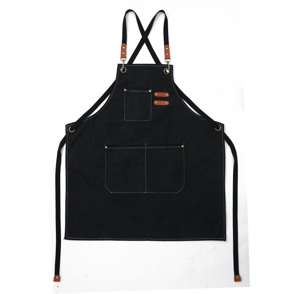 Thicken Antifouling Women Men Waterdrop Resistant Cotton Canvas Barista Apron Canvas Denim Apron