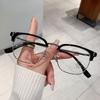 2026 new square glasses women's men's business leisure eyebrow frame glasses frame anti-blue light eye protection flat light glasses
