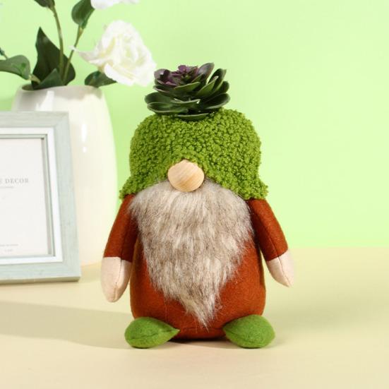 Plush Gnome Spring Decoration Cute Green Plant Gnome Doll for Tiered Tray Indoor Table Office Farmhouse Christmas Decoration
