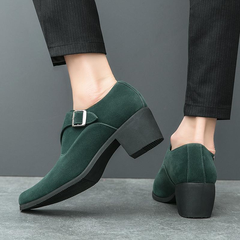 Fashion High Heel Shoes Dress Man Suede Formal Office Leather Shoes for Men Elegant Business Elevator Shoes Heighten 6cm Man Platform