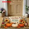 1pc Ultra-Soft Flannel Cozy Home Sweet Home Printed Door Mat, Indoor Anti-Slip Carpet, Autumn Pumpkin Sunflower Butterfly Pattern Kitchen Rug, Machine
