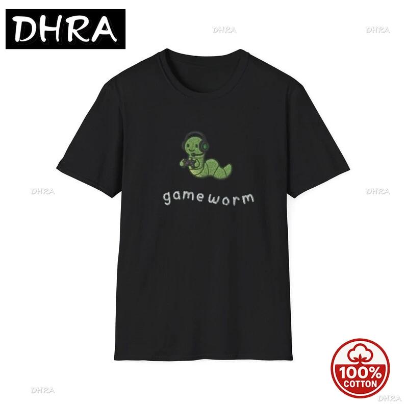Game Worm Gamer TShirt Cute Retro Gaming Tee Funny Gamer Shirt TShirts Printed Short Sleeve Cotton Clothing for Summer TShirt S
