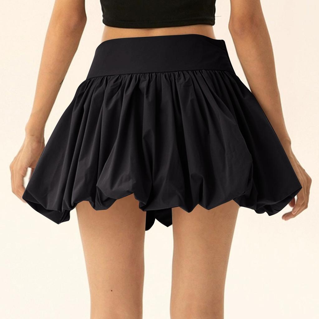 Dámská bublinková sukně s volánovým lemem, plisovaná krátká sukně s vysokým pasem, nadýchaná streetwearová A-liniová rozšířená sukně