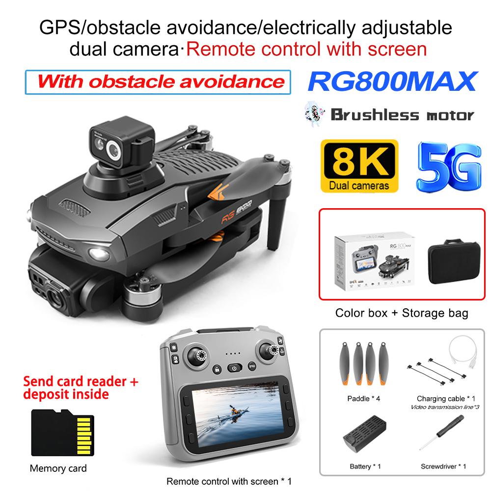 New RG800 Max GPS Drone 8K Professional HD Dual Camera 5KM Photography 5G Brushless FPV Foldable Large Screen RC Quadcopter Toys