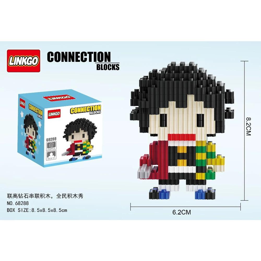 Linkgo Anime Connection Stavebnice Goku Luffy Demon Slayer Nezuko Stitch Pikachu Sasuke 3D Model Mini Cihlová Figurka Hračky