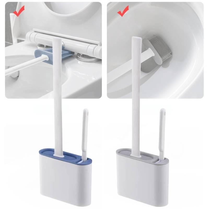 Toilet Silicone Brushes With Brush Holder Wall Mounted Cleaning Tool Bathroom