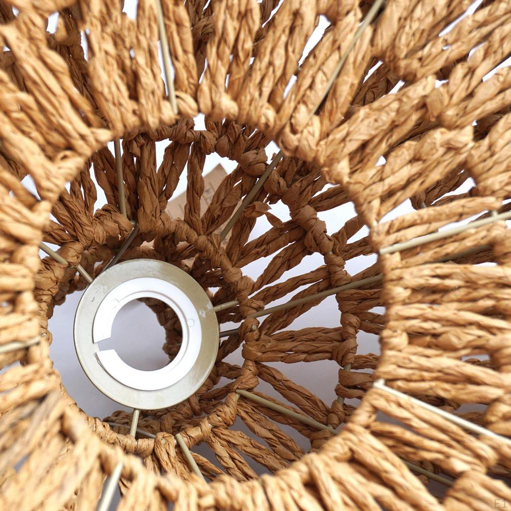 Pendant Lamp Shade Paper Rope Rattan Woven Wicker Lampshade for Kitchen Island, Bedroom, Restaurant,