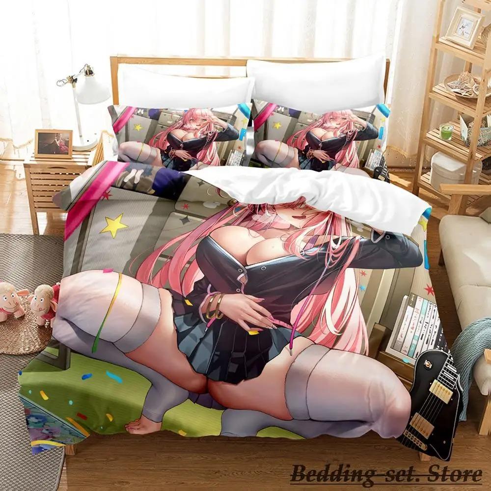 Gotou Hitori Bedding Set Single Twin Full Queen King Size Bed Set Adult Kid Bedroom Duvetcover Sets Anime parure de lit Bed
