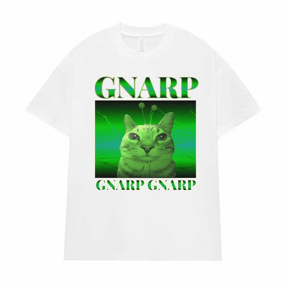 Silly Alien Graphic Gnarp Cat Meme Print T-Shirt Men's Clothing Y2K Vintage Classic T Shirt Unisex Short Sleeve Oversized TShirt