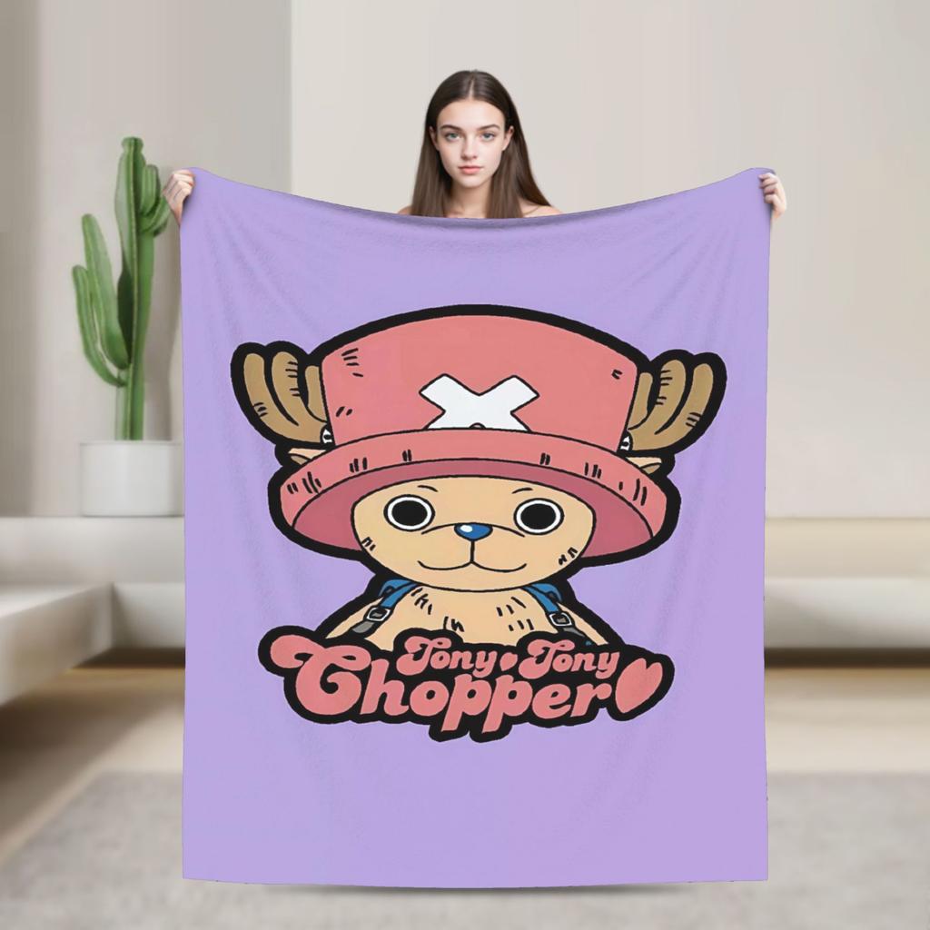 Tony Chopper Flannel Blanket Winter Anime Warm Bedding Throws for Kids Adult Couch Bed Fluffy Bedspread Sofa Bed Cover