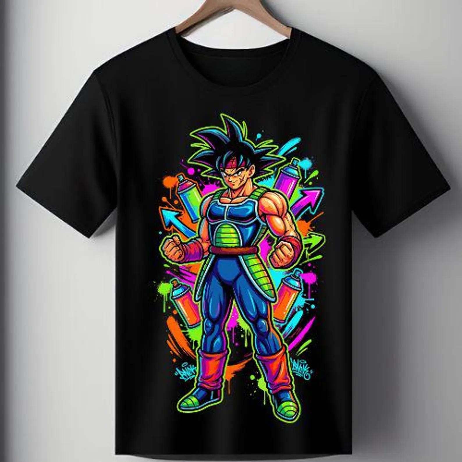 

2026 Summer Dragon Ball Retro Cotton T-Shirt Unisex Kids & Adult Tee Bardock Neon Graffiti Power Warrior Graphic Streetwear 4XL