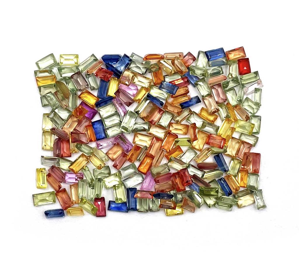 Natural Multi Sapphire Baguette Cut Loose Gemstone Lot 10 Pcs 1 CT For Jewelry Making