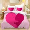 Home Textiles Three-Piece Valentine'S Day Love Cartoon Digital Printing Quilt Pillowcase Bedding