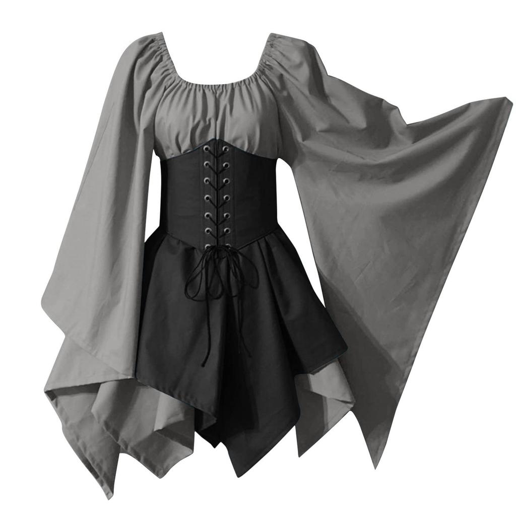 Women Fashion Long Sleeve Vintage Dress Cosplay Party Evening Night Formal Dress