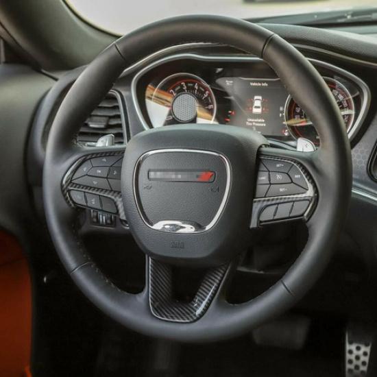 Car Steering Wheel Moulding Decor Cover Trim for Dodge Charger Durango 15+Carbon