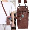 Barber Scissor Pouch Holster with Belt Hairdressing Waist Holder Case Bag Brown