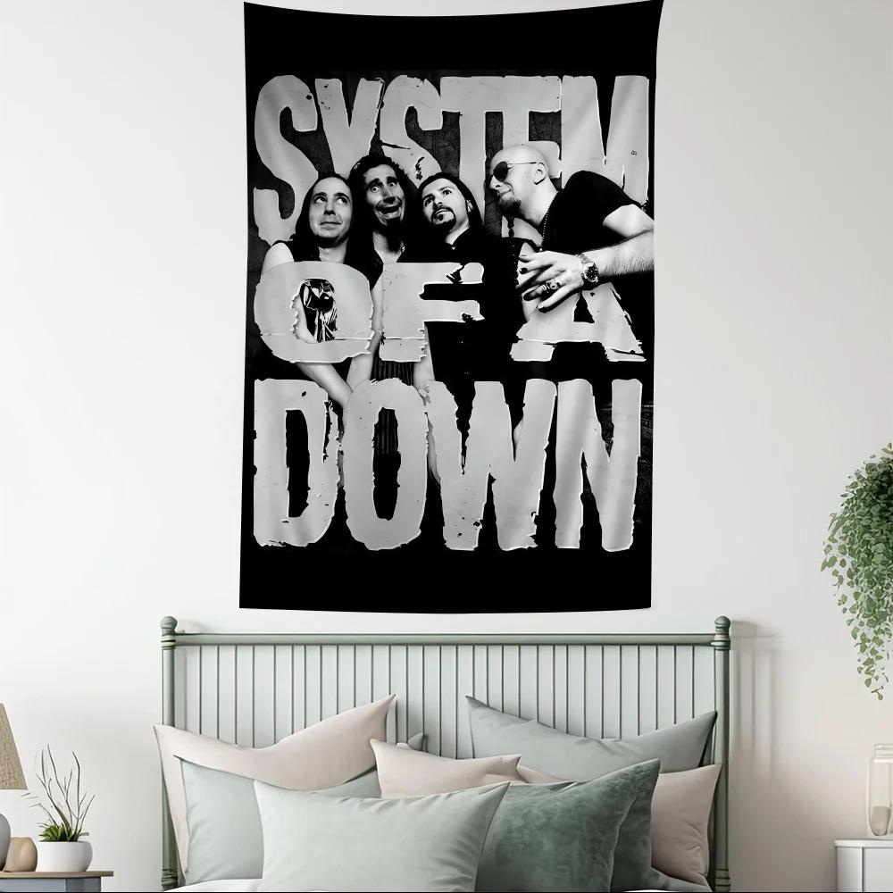 System of a Down Band Tapestry Rock Music Themed for Bedroom Living Room Decorative Stylish Durable High Quality for Music Fans