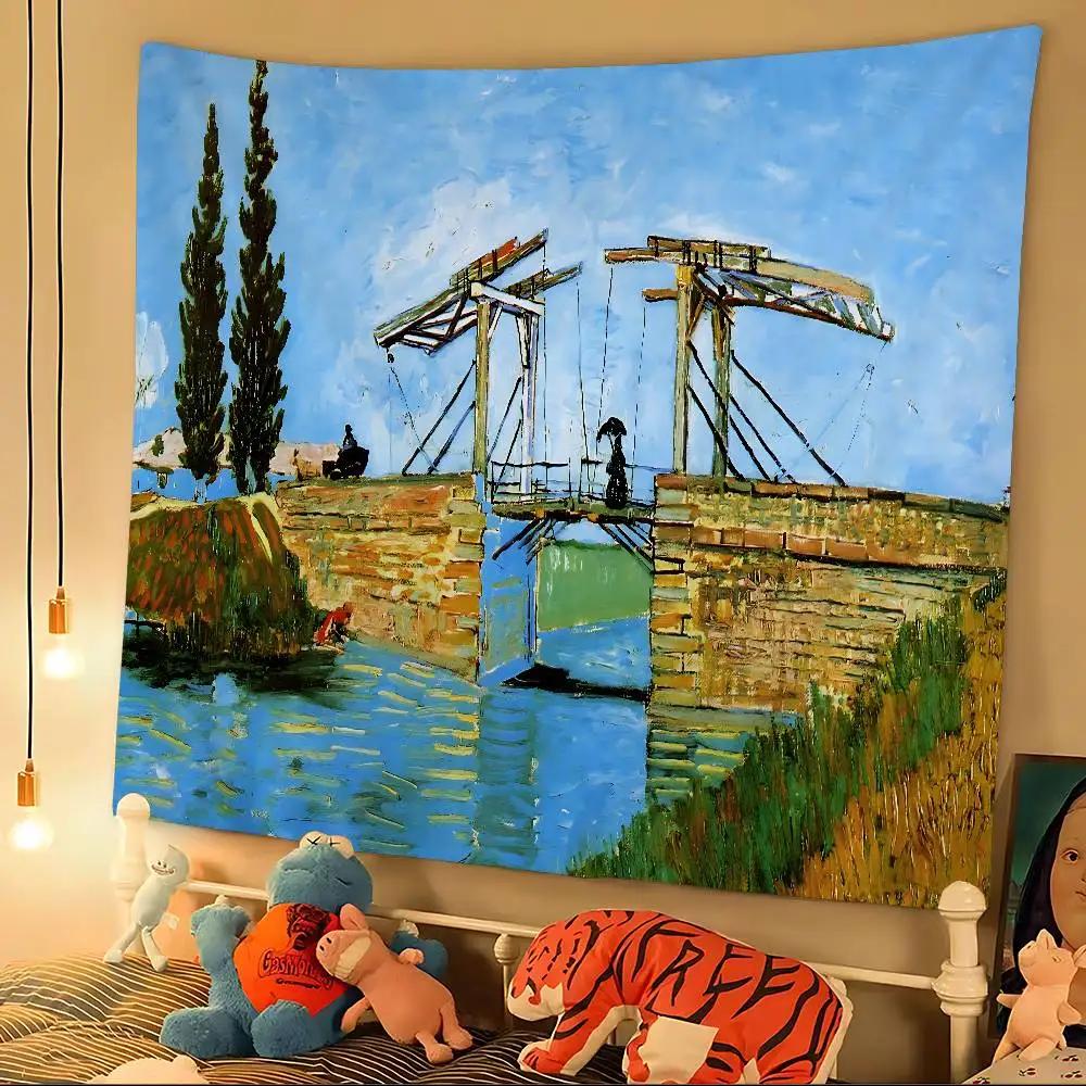 Van Gogh Oil Paintings DIY Wall Tapestry Hanging Tarot Hippie Wall Rugs Dorm Home Decor