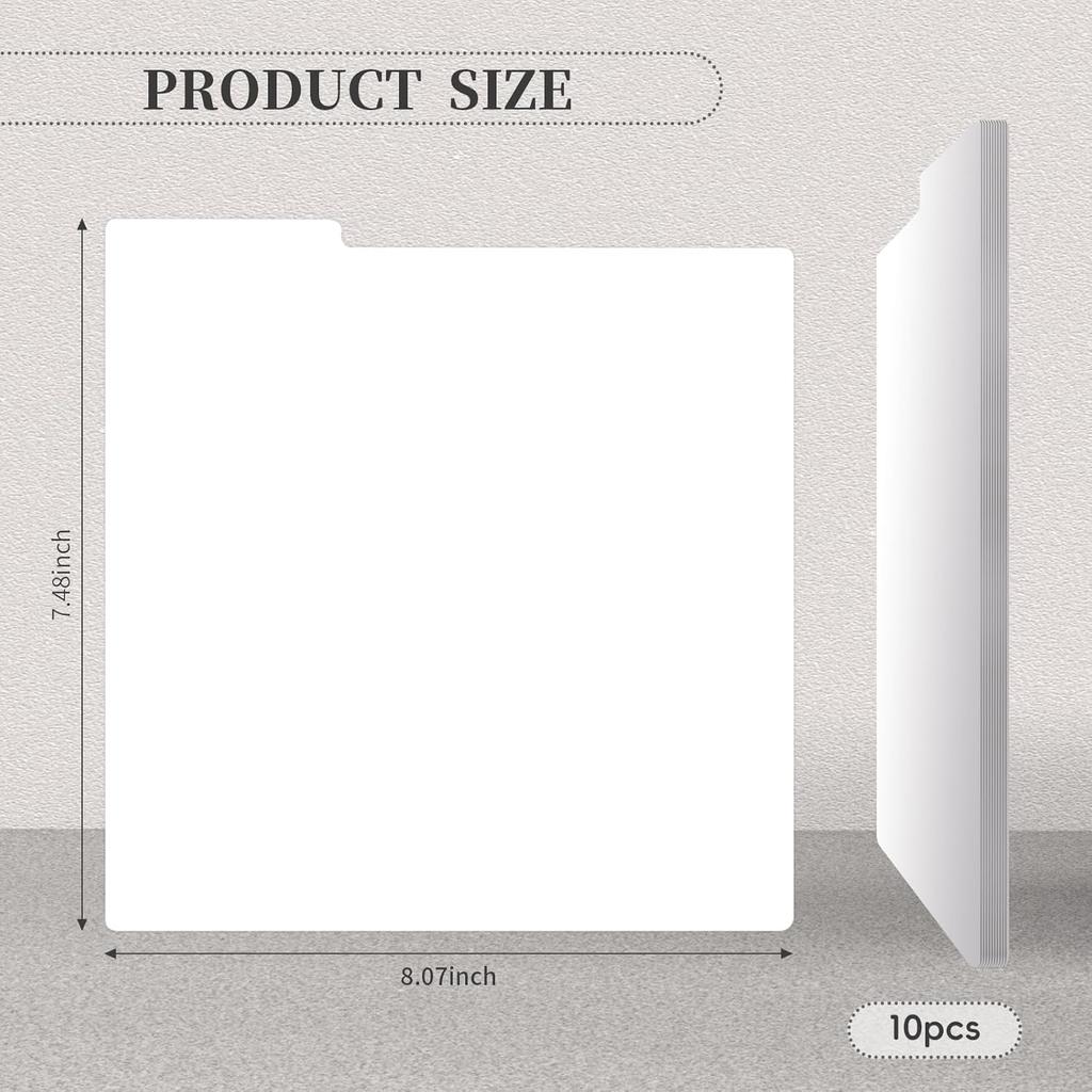 10 pcs Vinyl Record Dividers 7.9 Inches White Double-Side Plastic Record Organizer for 7 Inch Vinyl DVD Record Organization