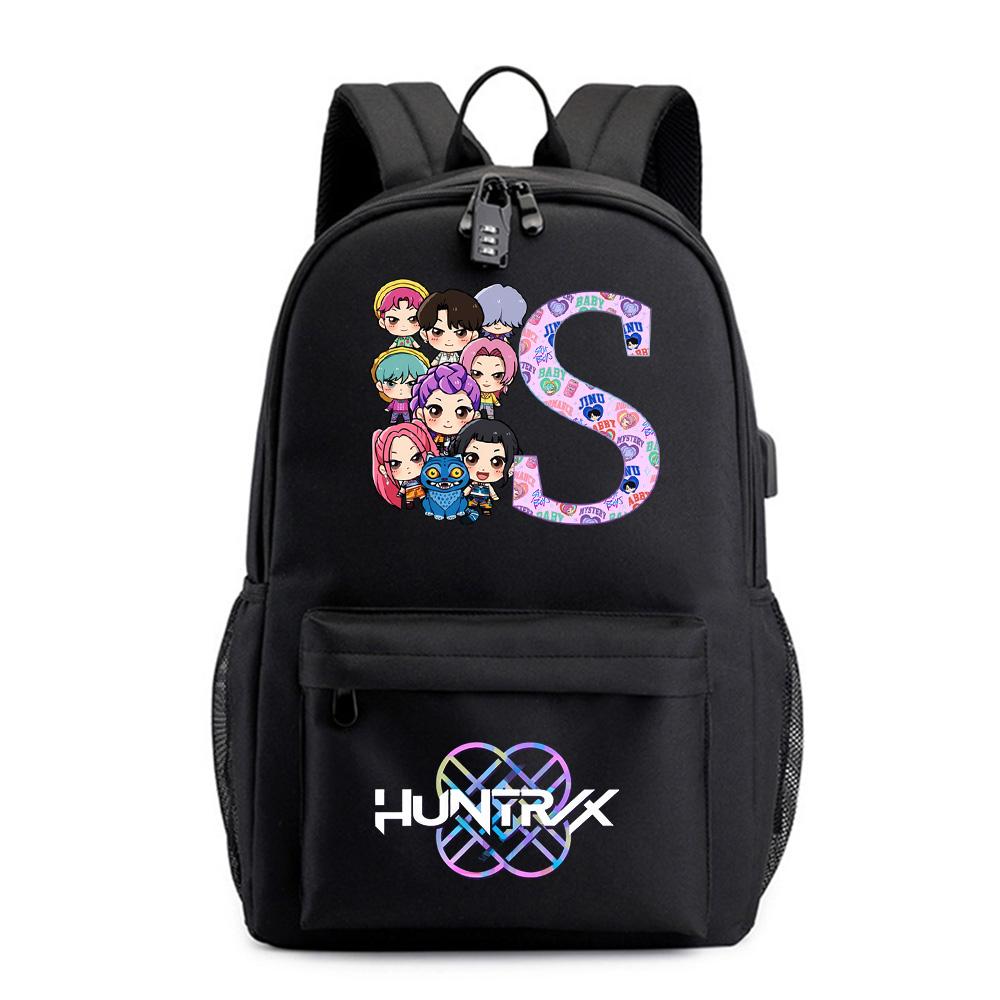 26 English Letter K-Pop Printed Backpack for Teenager Student Girl Boy Bookbag Schoolbag Women Large Capacity Waterproof Travel Bag Kid Gift