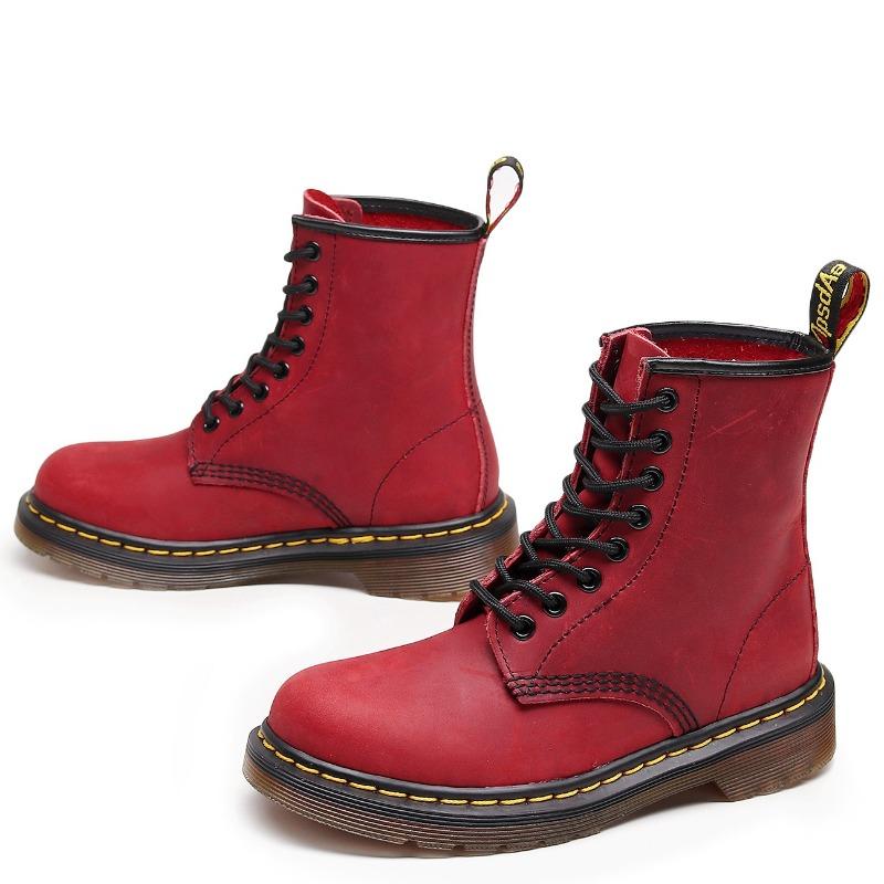 High-top Crazy Horse red locomotive boots women's classic retro short boots men's and women's boots round head trend