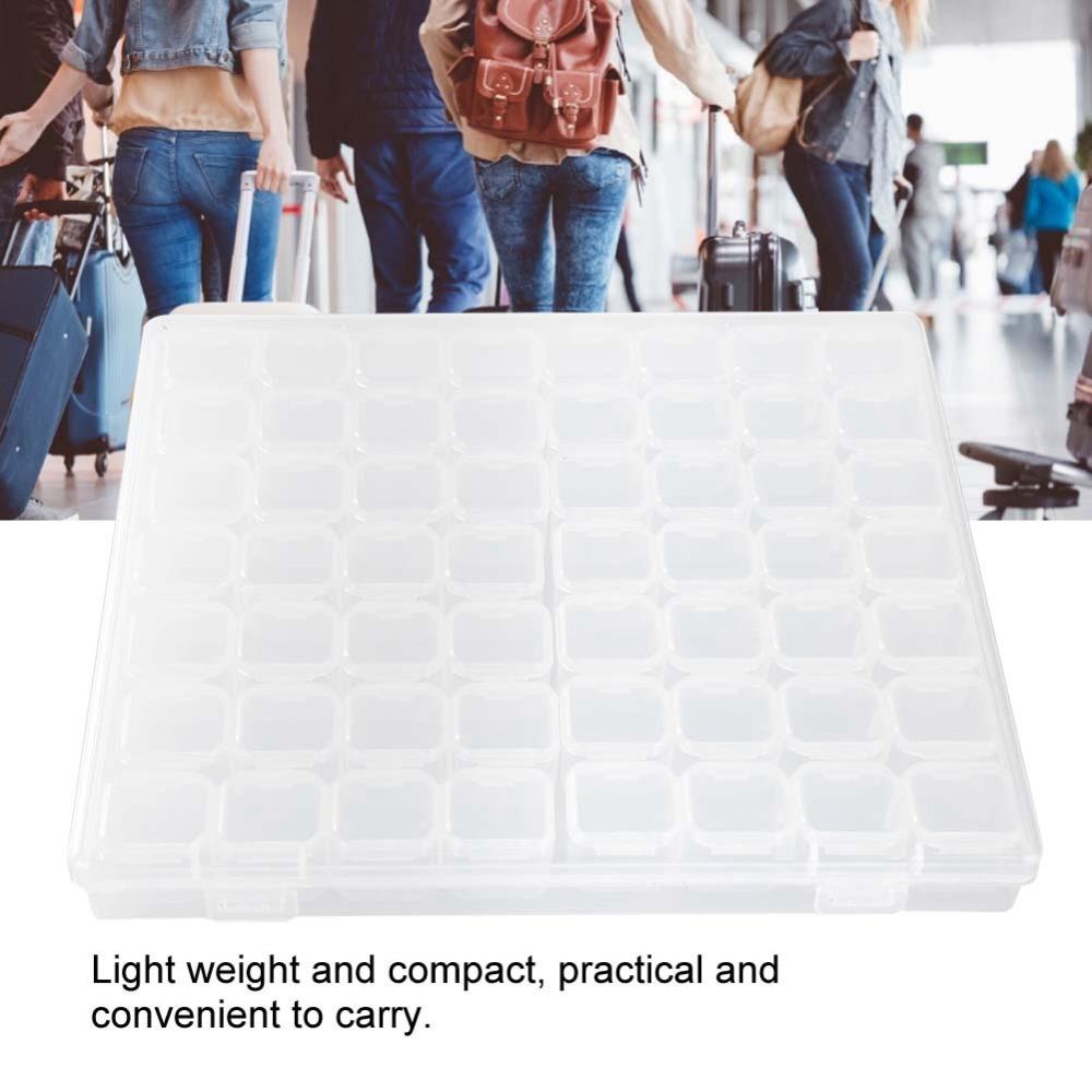 56 Slots Transparent Appearance Nail Art Organizer Detachable Grid Bead Storage Case Nail salon