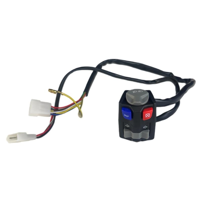 Handlebar Motorcycle Control Switches Assembly for Horn and Turn Signal Use, Replacement Part with Harness