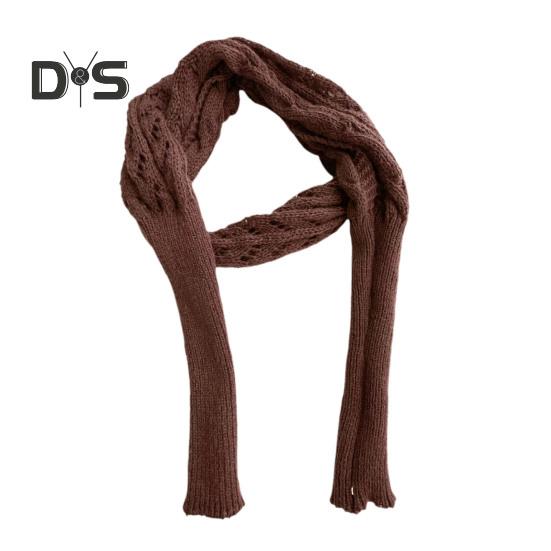 

Рукавный шарф-шаль, однотонный, полый, скрученный, женский, в стиле бохо, плетеный шарф-косичка, зимняя одежда