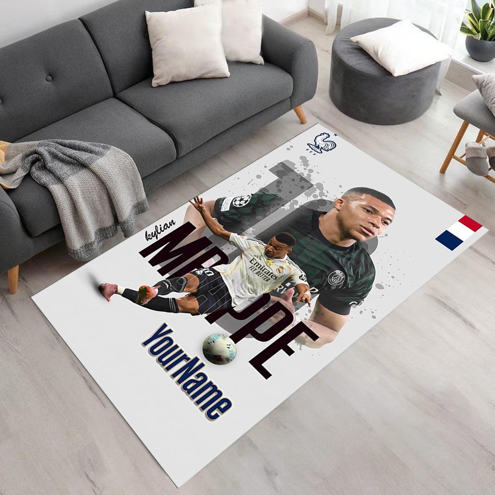 Mbappe Customize Your Name Floor Rug Office Rug Suitable for Foyer Balcony Outdoor Playrooms Antislip Carpet Anime Office Decor