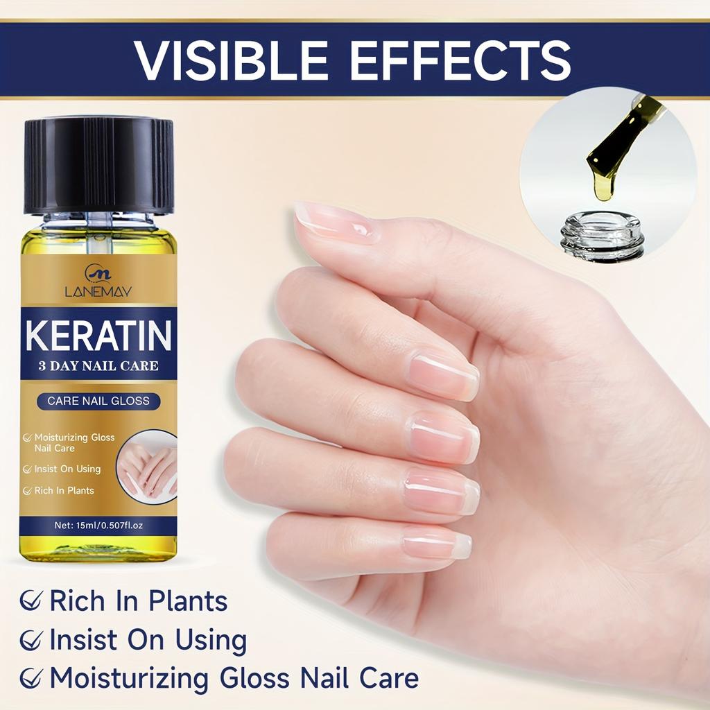 Keratin Nail Care Oil - Rich In Plants, Strengthens Damaged Nails, Softens and Moisturizes Nails and Cuticles, Prevents Cracking