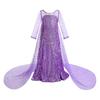 Elsa Sequin Classic Train Dress with Wig in Purple and Blue