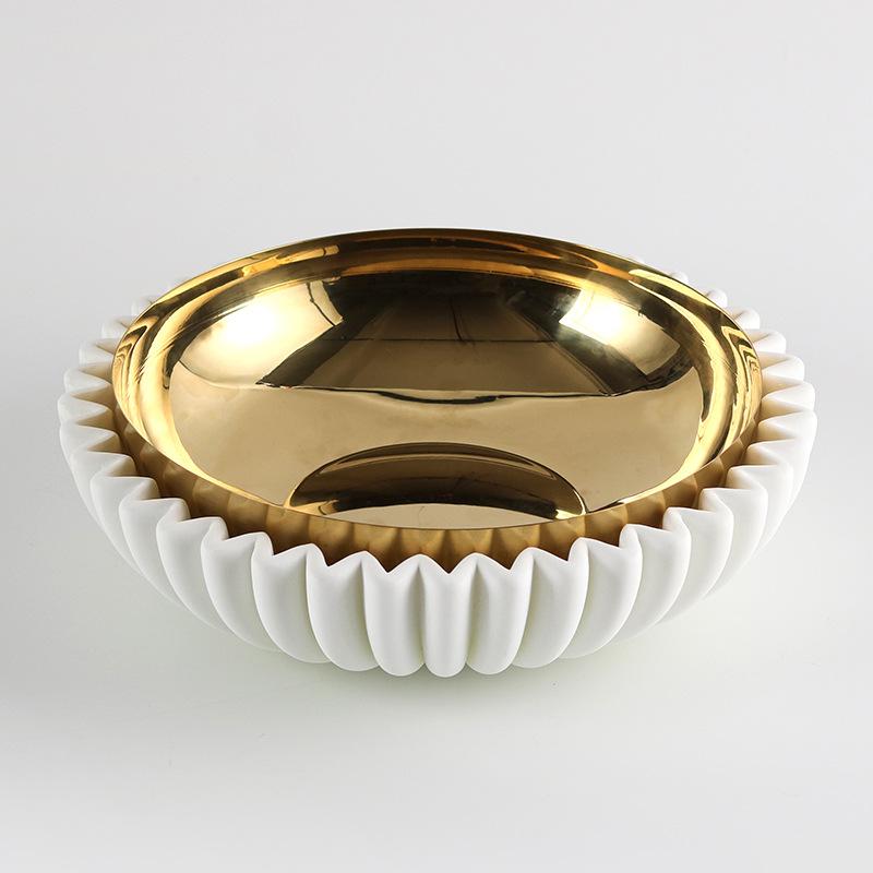 Wabi Style Chinese Round Fruit Plate Ornaments Hotel Restaurant Shell-shaped Decorative Plate Living Room Home Storage Plate Jewelry