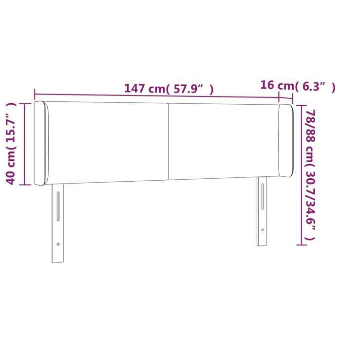 VidaXL Tête de Lit à LED Meuble de Chambre à Coucher Accessoire de Lit Double Tête de Cadre de Lit Intérieur Noir 3123046