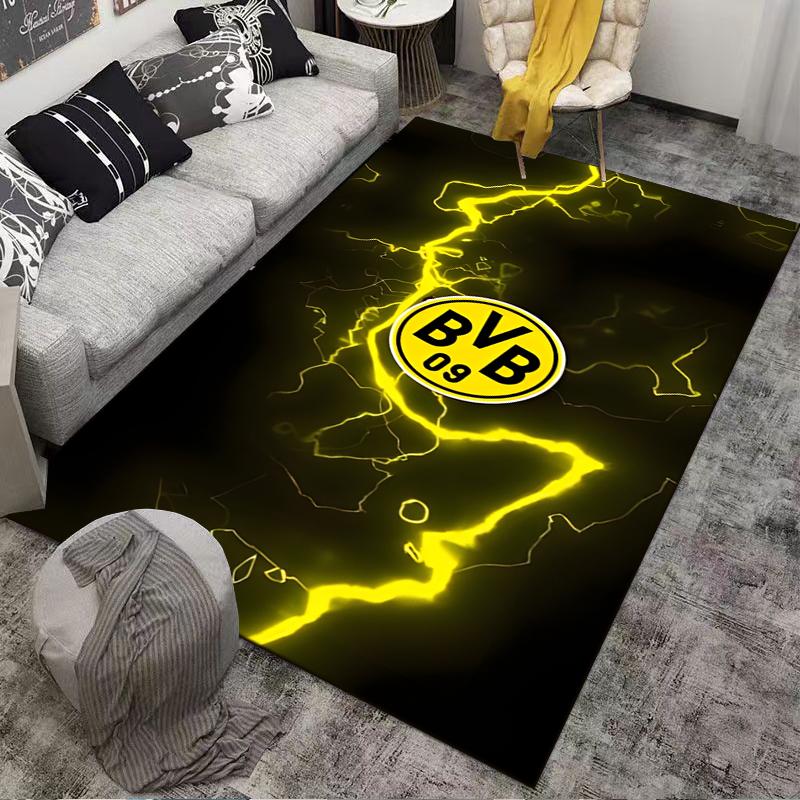 "Yellow Lightning Pattern Carpet With BVB 09 Logo Design, Black Theme" Suitable for Use As an Anti-slip for Living Room Bedroom Sofas