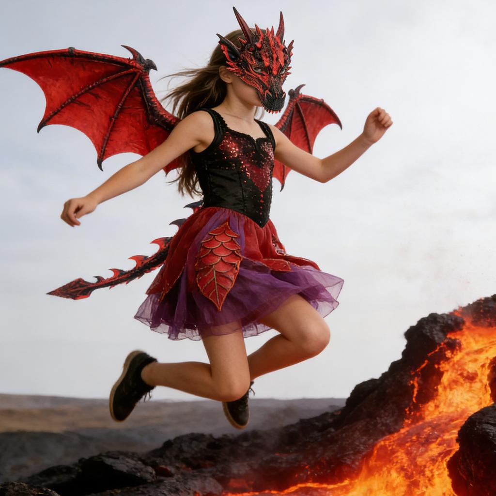 Dragon Wing Mask and Tail Set Dinosaur Cosplay Set for Kids Girls Boys Halloween Dragon Costumes for Theme Party Decor