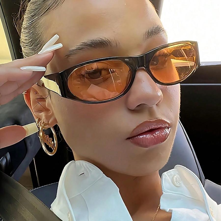 Trendy Y2K Cycling Oval Sunglasses Outdoor Sports Shades Millennium Futuristic Sun Glasses UV Protection Street Eyewear Shades